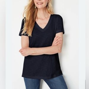 J. Jill Black Pima Cotton V-Neck Short Sleeve Tee Size XS